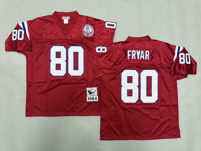 Men 2025 New England Patriots #80 Fryar red Throwback Limited NFL Jersey style 001